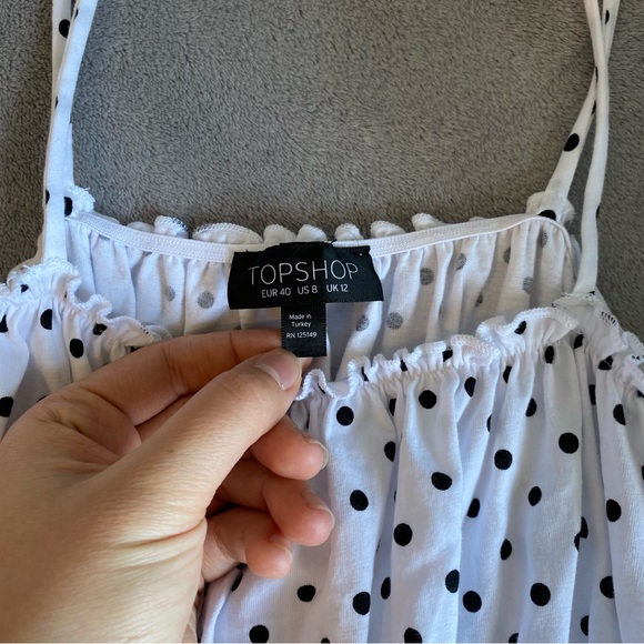 Topshop black and white polka dot tanktop size small - Picture 6 of 7